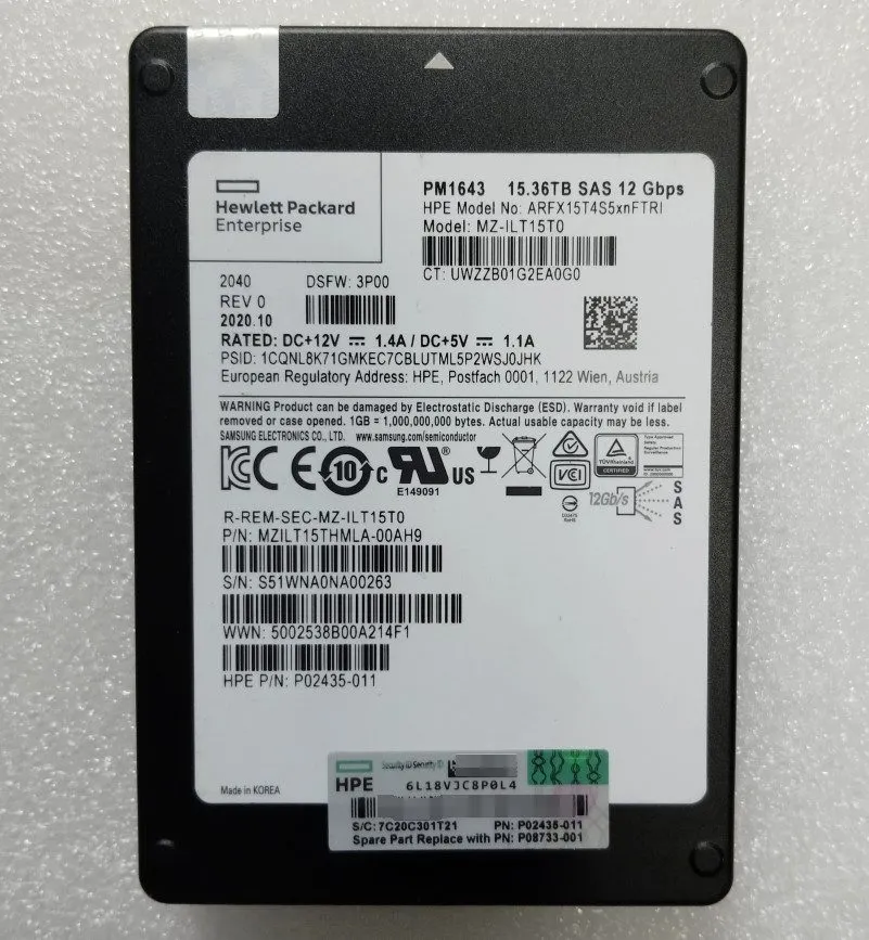 SSD-накопитель IBM Samsung PM1643 15.36TB SAS 2.5" SSD MZ-ILT15T0 02PX356 01YM64