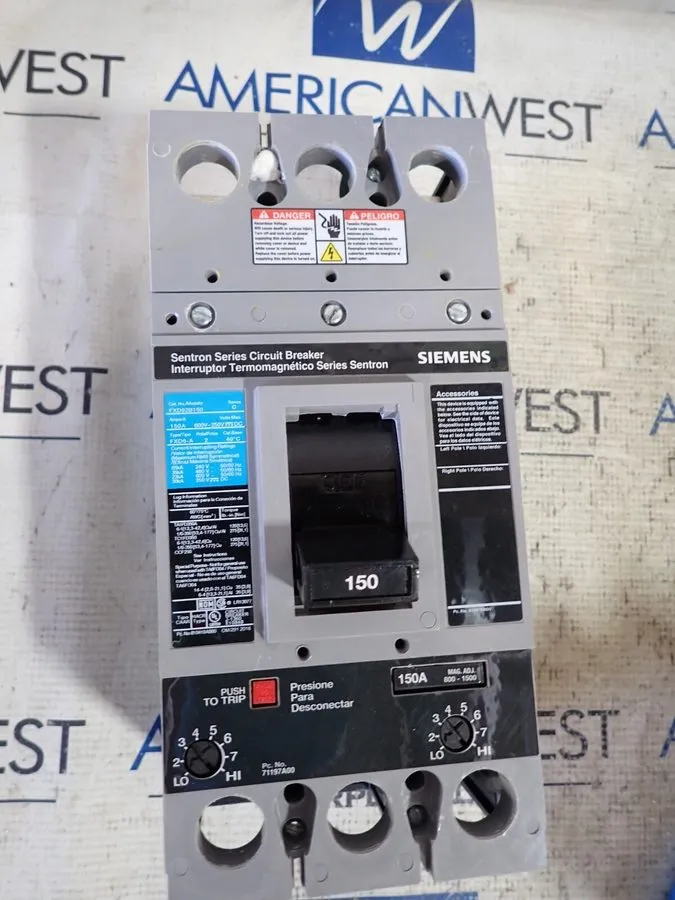 Автоматический выключатель Siemens FXD62B150 2 Pole 150 Amp 600 Volt 35kA 480V C