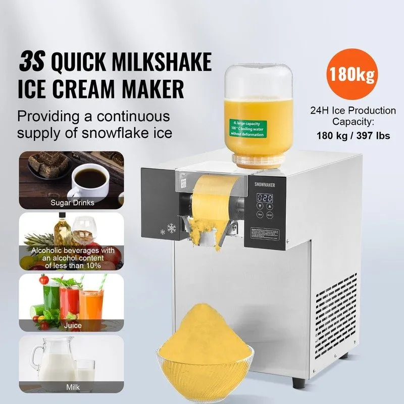 Льдогенератор Commercial Snowflake Ice Machine 397LBS/24H Ice Shaver Snow Cone