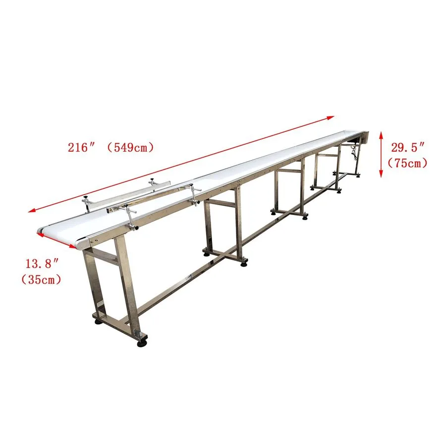 Конвейер 120W Length 118in Black PVC Conveyor Belt System Width Adjustable Speed