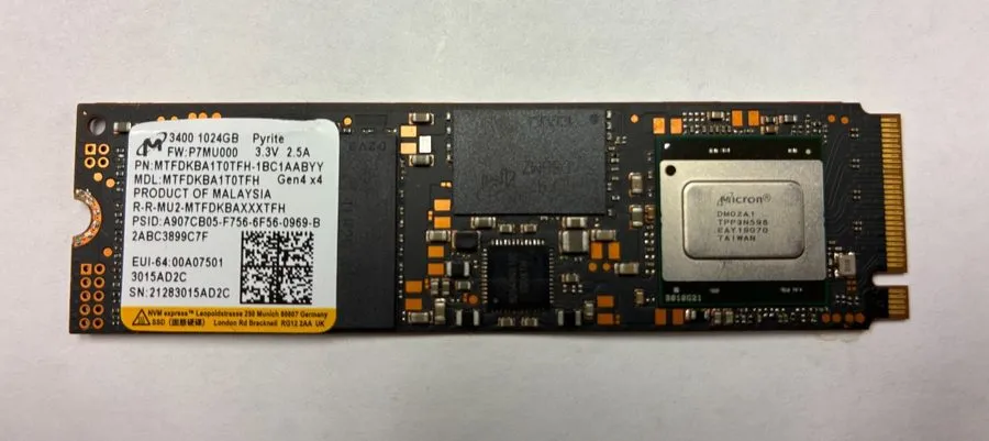 SSD-накопитель Micron 3400 1TB M.2 NVMe 2280 Gen4x4 SSD MTFDKBA1T0TFH