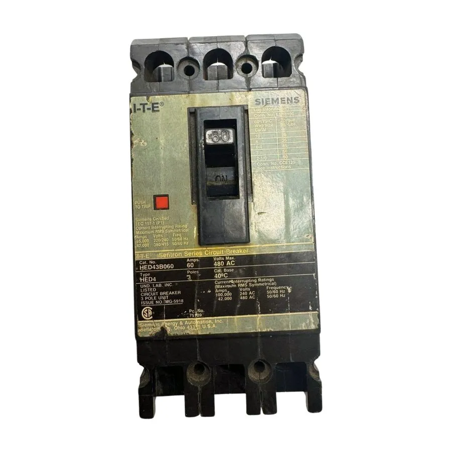 Автоматический выключатель Siemens Sentron HED43B060 60A 3-Pole 480V AC Bolt-On 