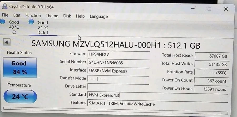 SSD-накопитель SAMSUNG PM991 256GB SSD M.2 2230 PCIE 3.0 X4 NVME SSD BLACK — фото лота 1
