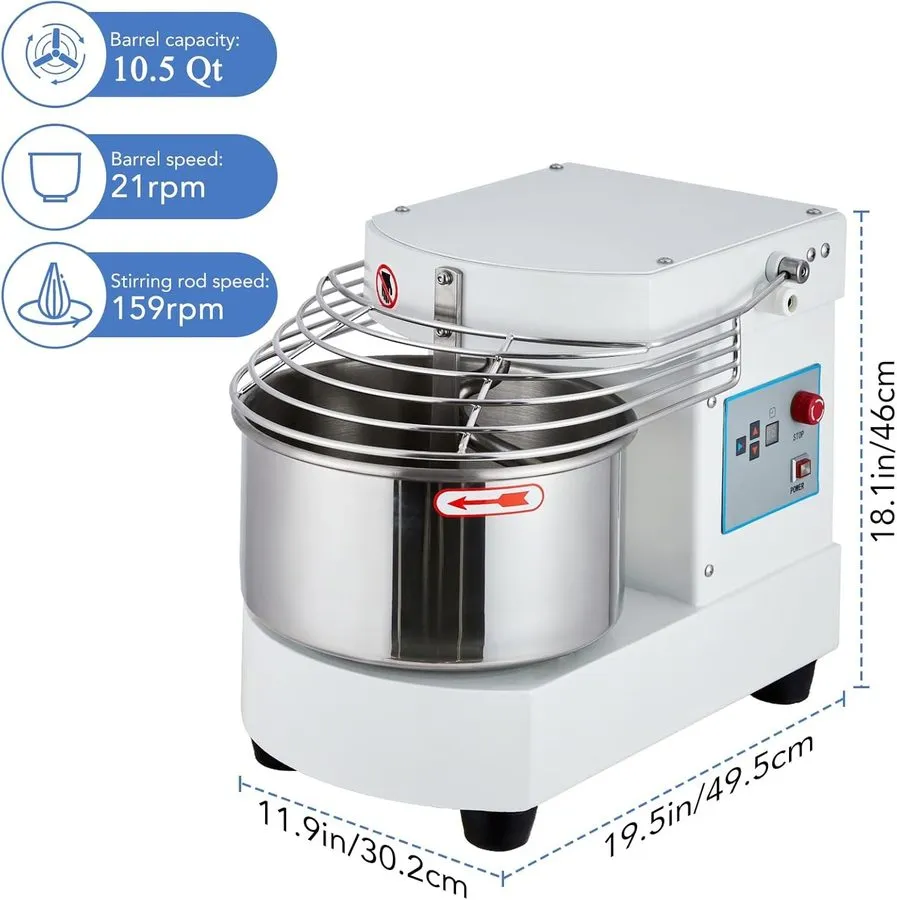 Миксер Commercial Food Mixer 10.5Qt Touch Screen Dough Mixer Timer 650W Dual Rot