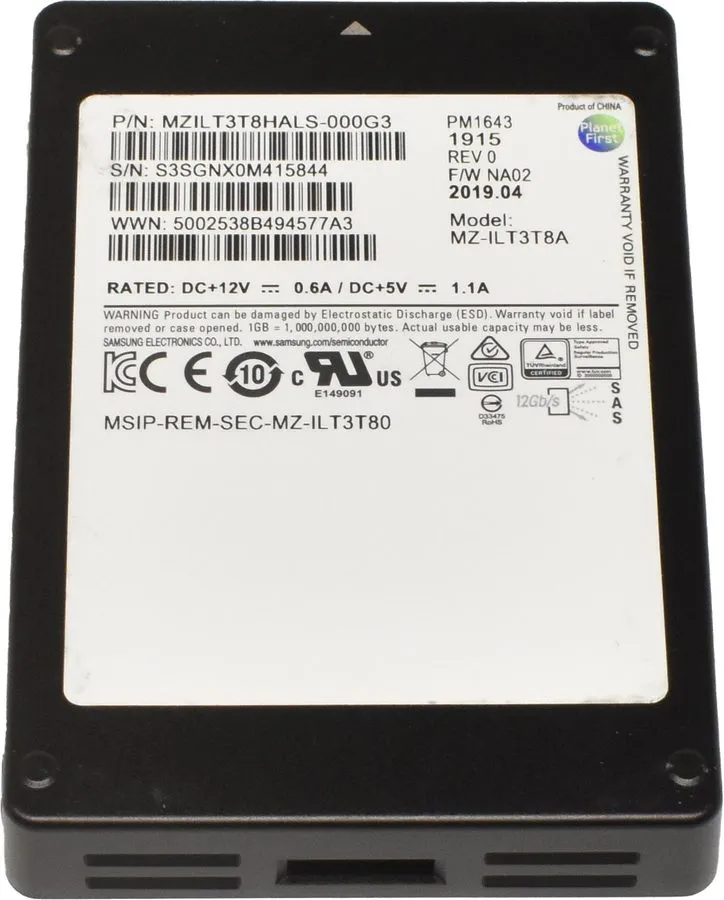 SSD-накопитель MZ-ILT3T8A SAMSUNG PM1643 3.84TB SAS 12G INTENSIVE 2.5'' SSD EMC 