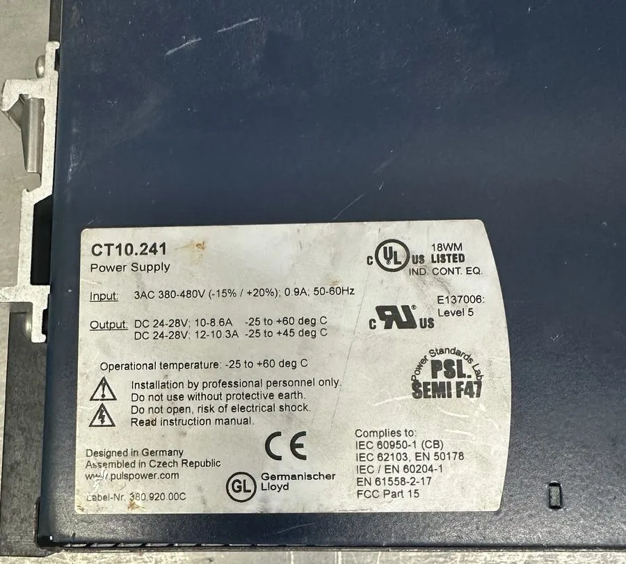 Блок питания Puls Ct10.241 Dc Power Supply, 380/480V Ac, 24/28V Dc, 240 W, 8.6 A