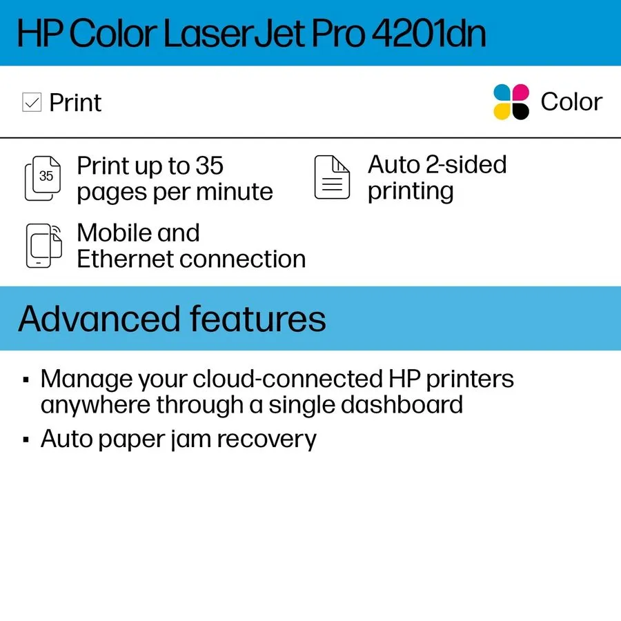 Лазерный принтер HP Color LaserJet Pro 4201dn Color Laser Printer Duplex, Ethern — фото лота 2
