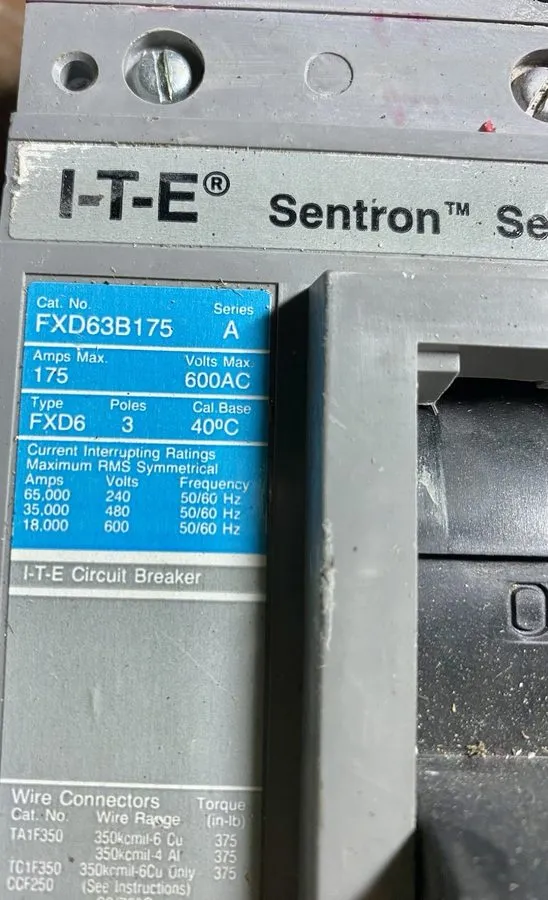Автоматический выключатель Siemens FXD63B175 ITE Sentron Circuit Breaker 175A, 6