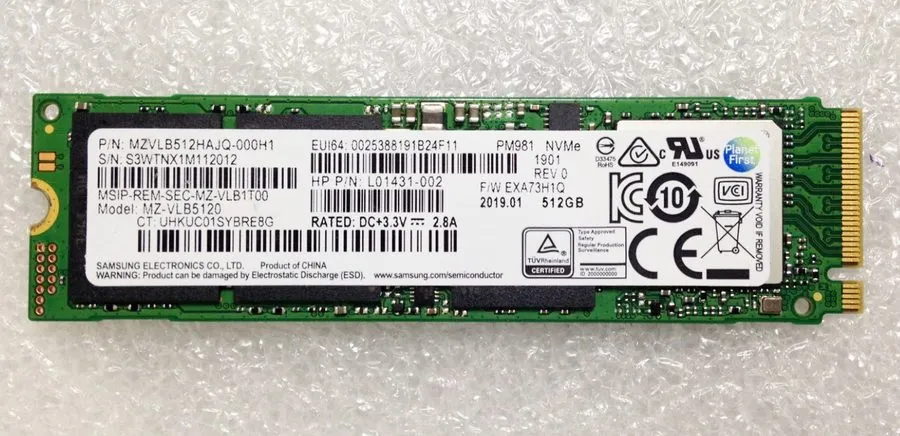 SSD-накопитель Samsung PM981 512GB M.2 PCIe NVMe Internal SSD 3400MB/s MZVLB512H