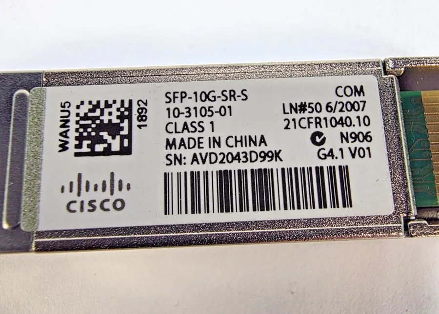 Трансивер Cisco SFP-10G-SR-S 10G SFP+ 850nm LC MMF Transceiver 10-3105-01