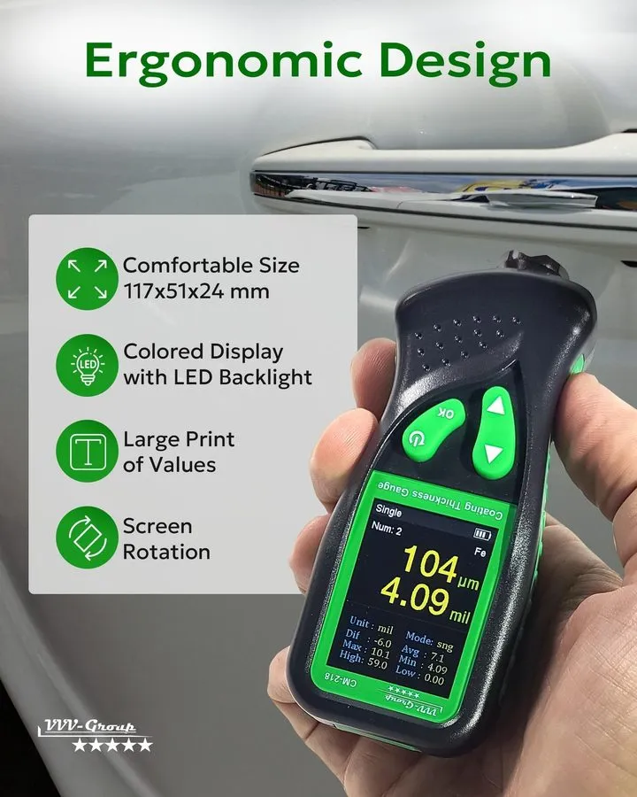 Толщиномер Digital Coating Thickness Gauge CM-218 Mil Micron Paint — фото лота 2