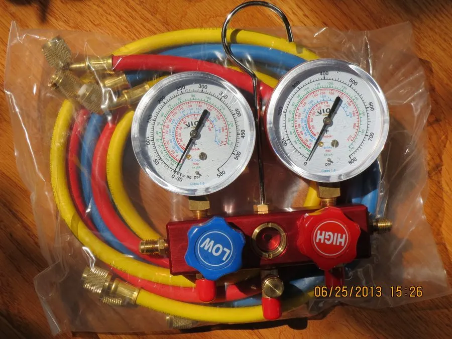 Манометрический коллектор R410A R22 R134a+Manifold Gauge+5ft Hose Set HVAC Field — фото лота 1