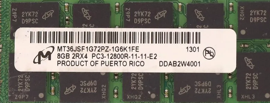 Модуль памяти Micron/SKHYNIX DDR3 8GB 2RX4 PC3-12800R-11-11-E2 ECC RAM