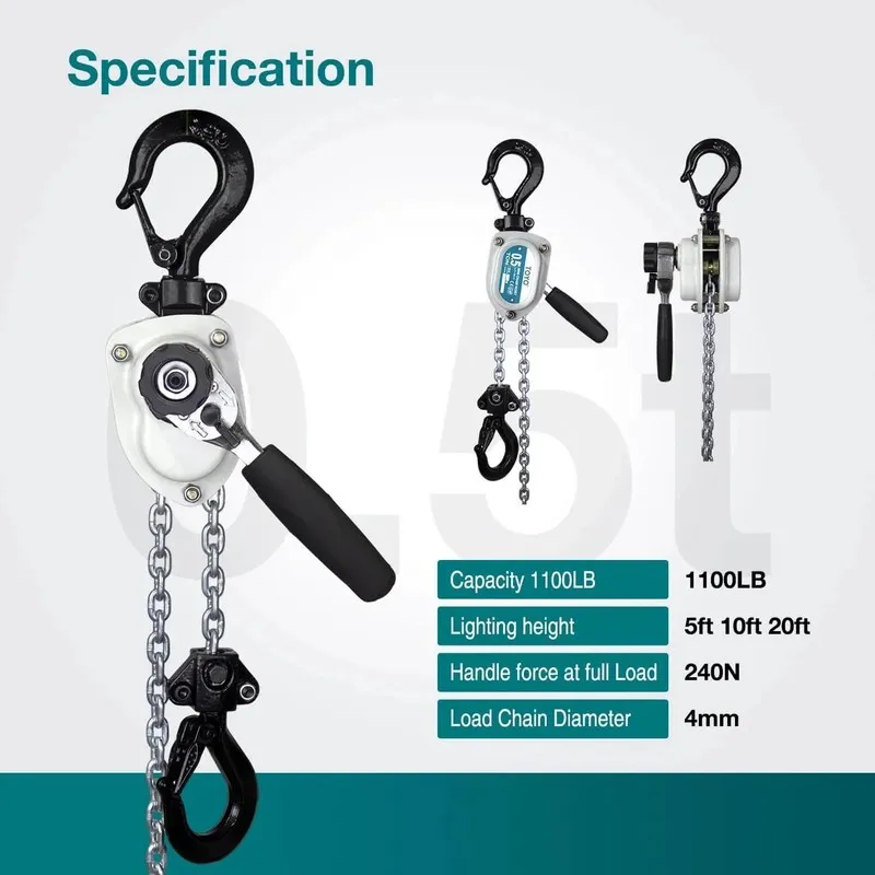 Таль Mini Chain Hoist 1100Lb Manual Lever Hoist One Half Ton Mini Puller 10Ft Ha