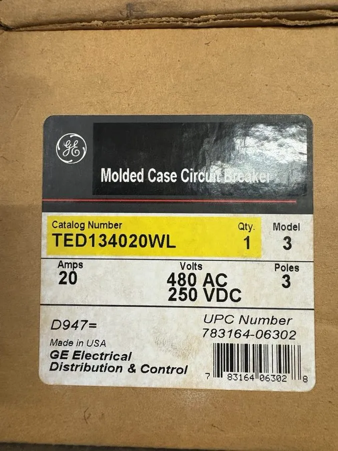 Автоматический выключатель GENERAL ELECTRIC TED134020WL 3 POLE 20 AMP 480v CIRCU