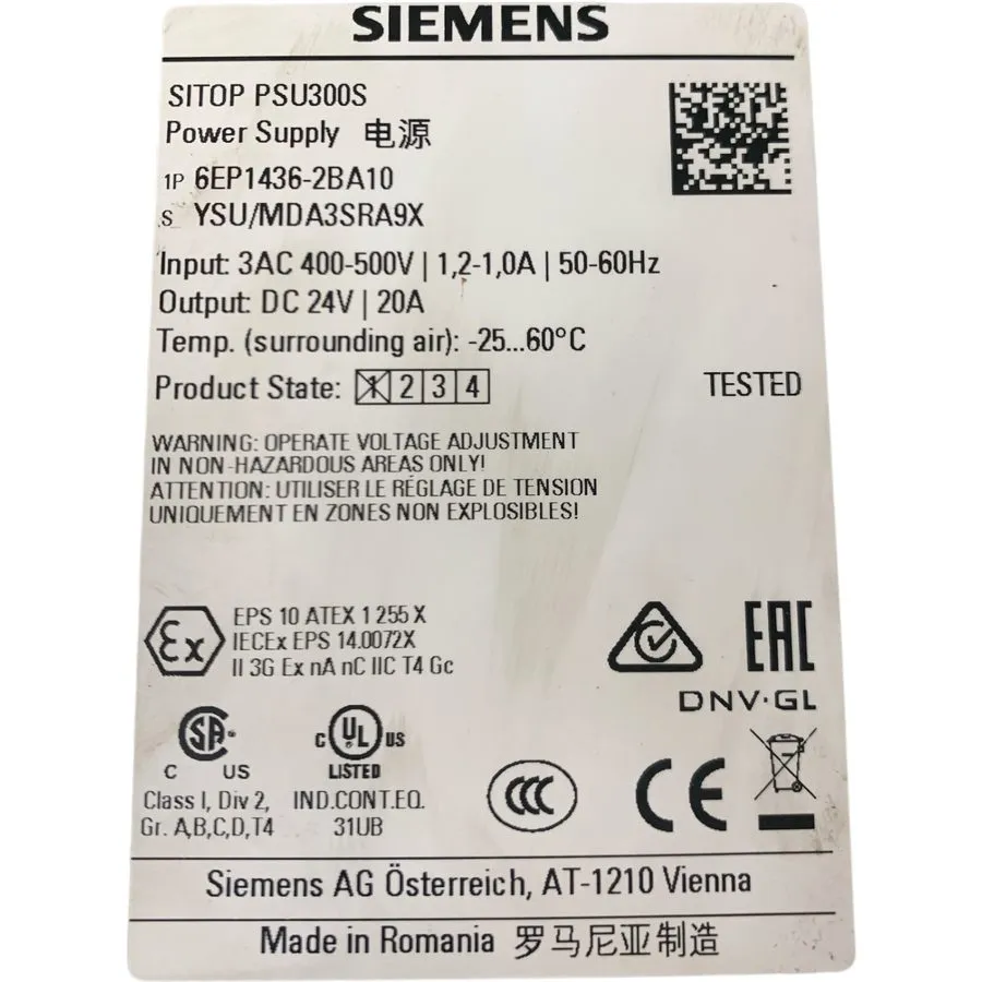Блок питания SIEMENS 6EP1436-2BA10 POWER SUPPLY SITOP PSU300S