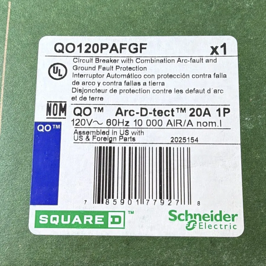 Сканер стен Lot 10 Square D QO120PAFGF QO Arc-D-tect 20A 1-Pole 120V AFCI/GFCI P — фото лота 1