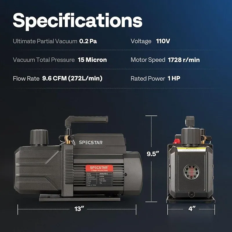 Насос 1HP 9.6CFM HVAC Vacuum Pump Kit with Manifold Gauge Set