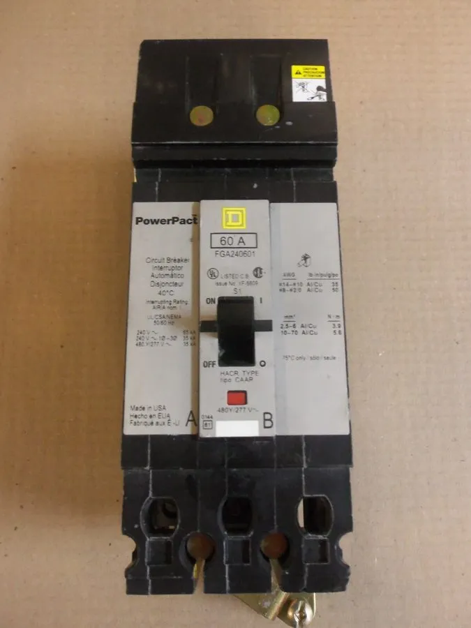Автоматический выключатель Square D FGA240601 2 Pole 60 Amp 480V Powerpact I-Lin