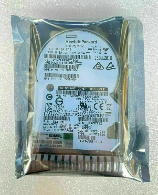 Жёсткий диск HPE 872479-B21 872737-001 1.2TB 10K 12Gb/s 2.5" SAS SC DS HDD G8 G9