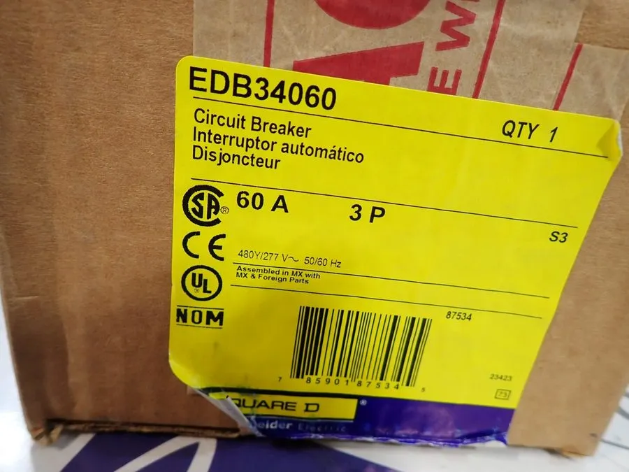 Автоматический выключатель Square D EDB34060 Circuit Breaker 60A 3-Pole 480V AC