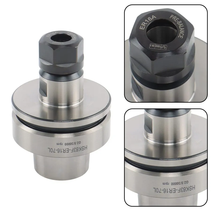 Режущий инструмент HSK63F-ER16A 70mm Projection Collet Chuck Tool Holder G2.5 30 — фото лота 1