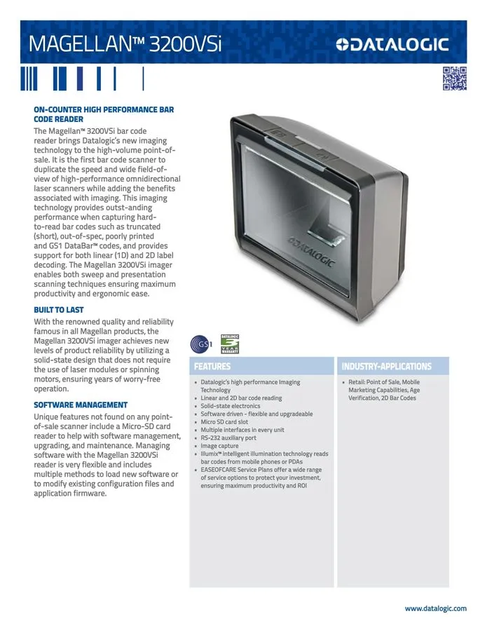 Сканер штрих-кода Datalogic Scanning M3200-010210-00403 2D USB Fixed Barcode Sca — фото лота 1
