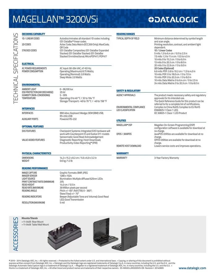 Сканер штрих-кода Datalogic Scanning M3200-010210-00403 2D USB Fixed Barcode Sca — фото лота 2