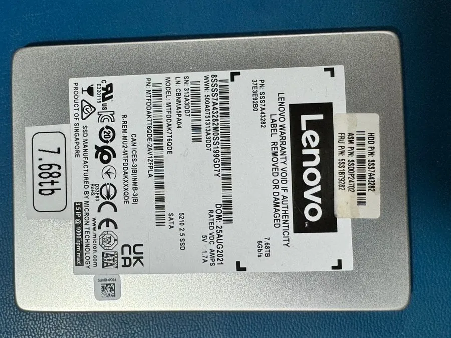 SSD-накопитель Micron 5210 ION 7.68TB SATA 6Gb/s QLC 2.5" Enterprise SSD MTFDDAK