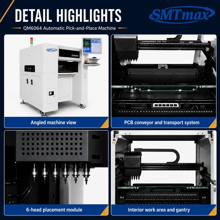 Паяльное оборудование SMT Pick and Place Machine 6-Head 64 Feeders Vision SMTmax — фото лота 1