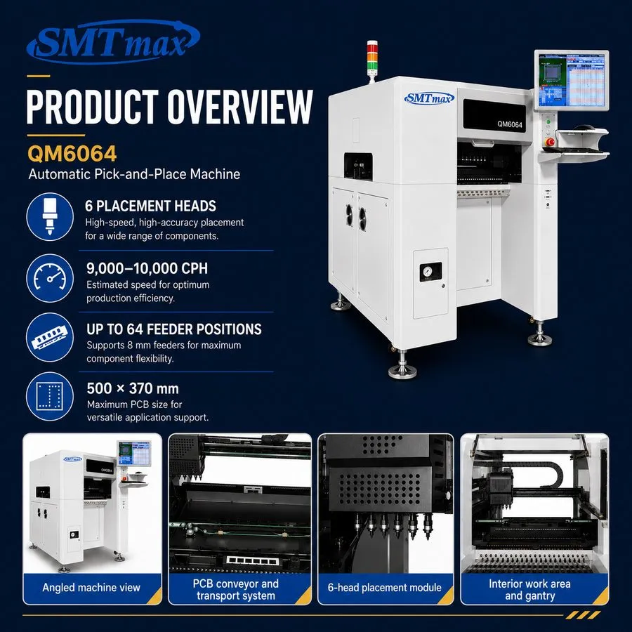 Паяльное оборудование SMT Pick and Place Machine 6-Head 64 Feeders Vision SMTmax — фото лота 2