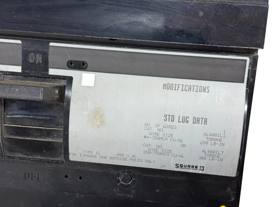 Автоматический выключатель SQUARE D IL24400AC 400A 2-POLE 480V I-LIMITER I-LINE  — фото лота 2