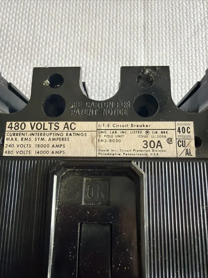Автоматический выключатель ITE EH3-B030 Circuit Breaker, 30A, 480V — фото лота 1