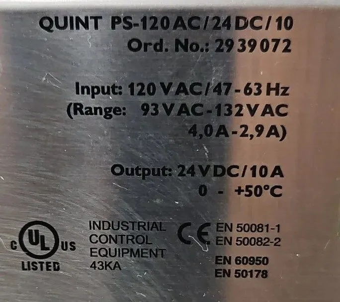 Блок питания Phoenix Contact, Quint PS-120AC/24DC/10, 2939072, Power Supply 24vD