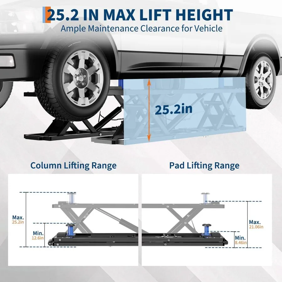 Автоподъёмник OMT 7000lb Portable Car Lift with 26.8" Max Height Auto Lock Remot
