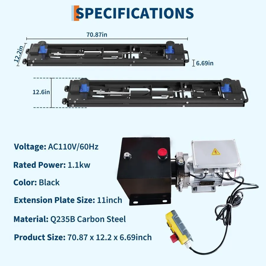 Автоподъёмник OMT 7000lb Portable Car Lift with 26.8" Max Height Auto Lock Remot — фото лота 2