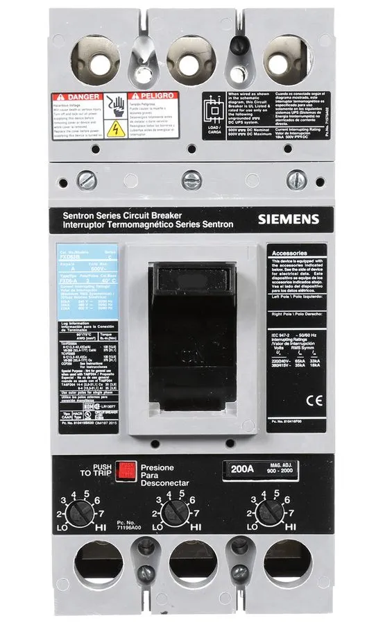 Автоматический выключатель SIEMENS FXD63B200L SENTRON MOLDED CASE CIRCUIT BREAKE