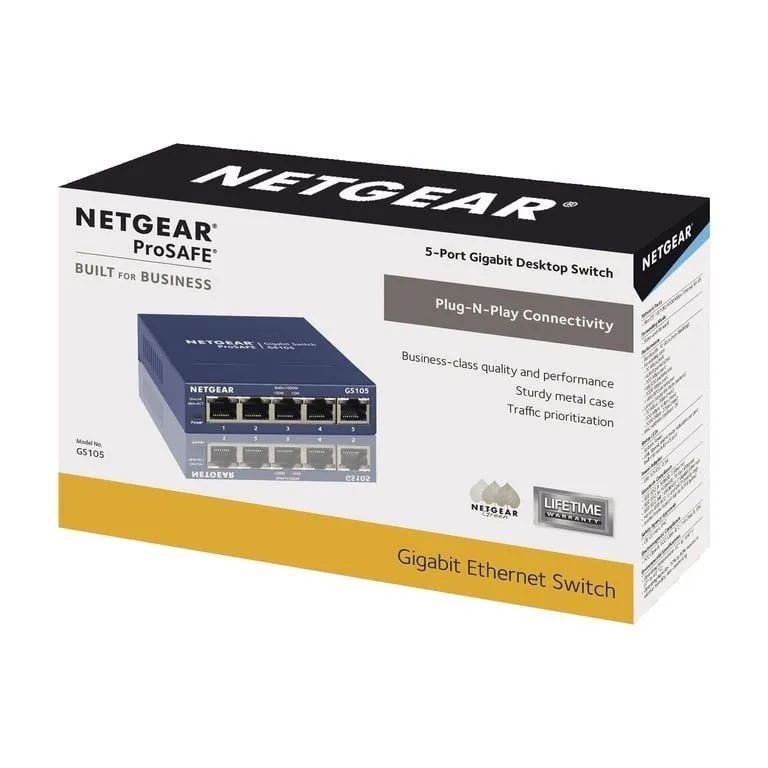 Коммутатор NETGEAR PROSAFE 5-PORT GIGABIT DESKTOP SWITCH MODEL No GS105