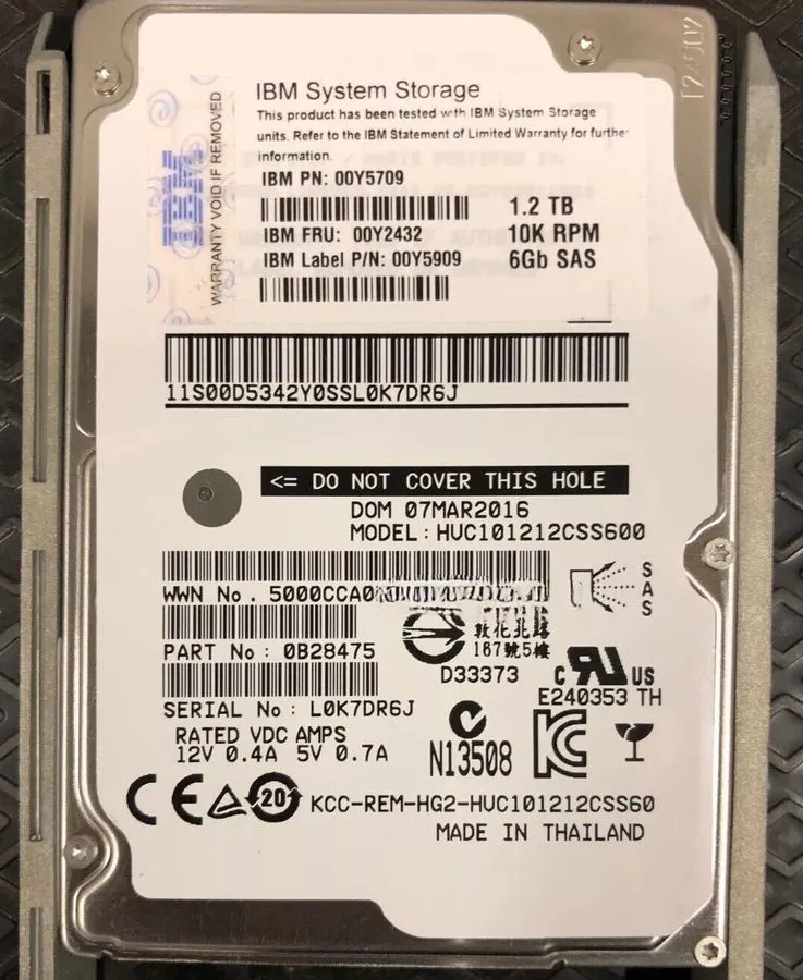 Жёсткий диск IBM 00Y5709 1.2TB 00Y2432 00Y5909 10K 6Gbs 2.5'' SAS Hard Drive HDD