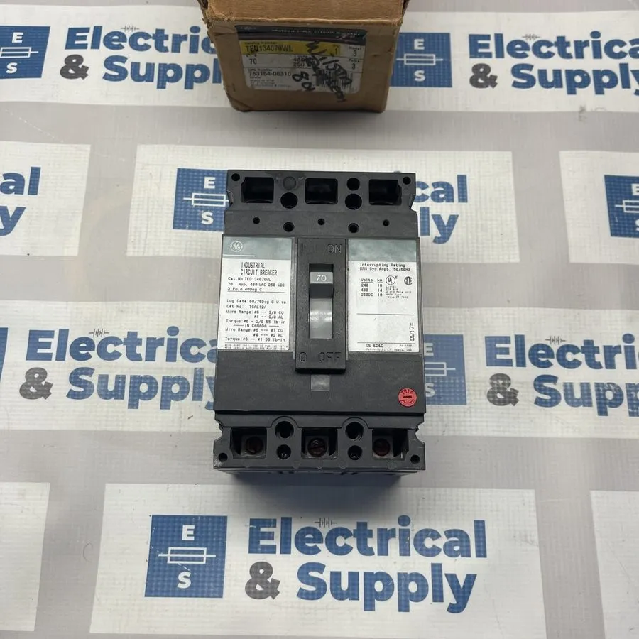 Автоматический выключатель TED134070WL GENERAL ELECTRIC 70 AMP 480V 3 POLE CIRCU