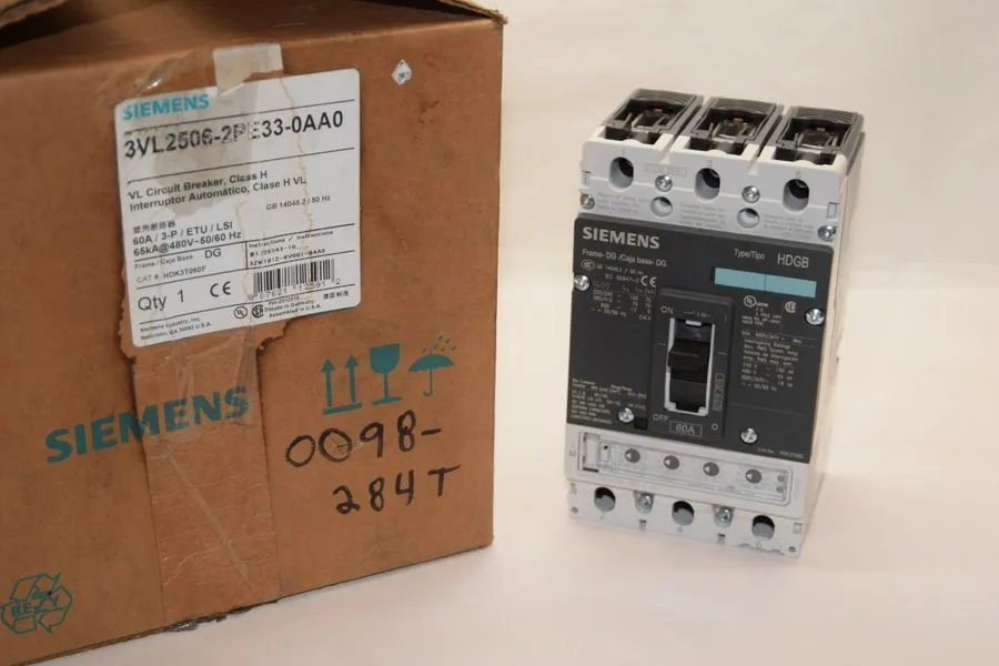 Автоматический выключатель SIEMENS 3VL2506-2PE33-0AA0 Breaker 60A 60 Amp 3P HDK3