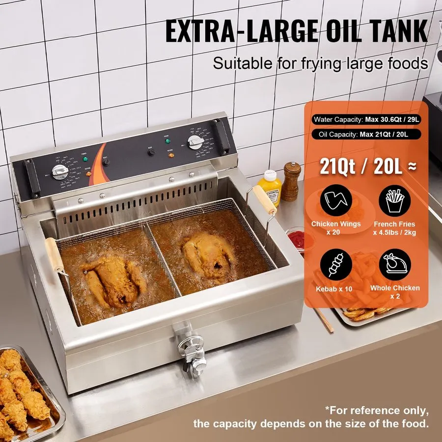 Фритюрница VEVOR Commercial Electric Deep Fryer Countertop Deep Fryer 3000W 30.6 — фото лота 1