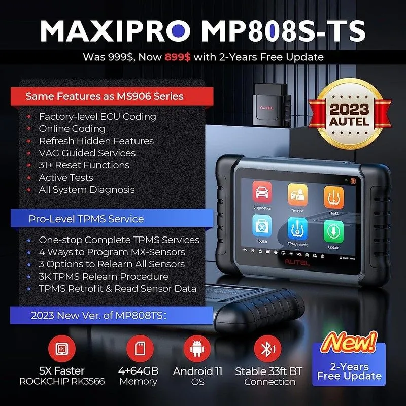 Диагностический сканер 2025 Autel MaxiPRO MP808S-TS MP808S Diagnostic Scanner TP