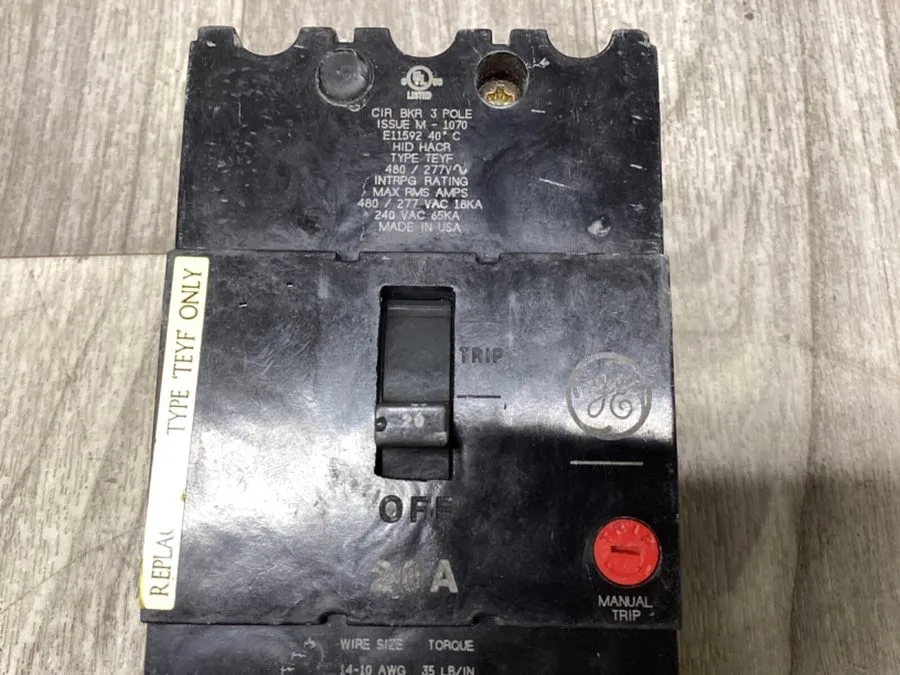 Автоматический выключатель ABB TEYF320 3-Pole 20A 480V Circuit Breaker with 120v