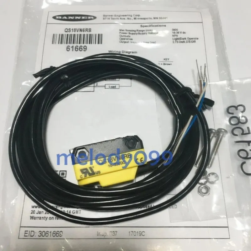 Фотоэлектрический датчик BANNER QS18VN6RB Photoelectric Switch Sensor 61669