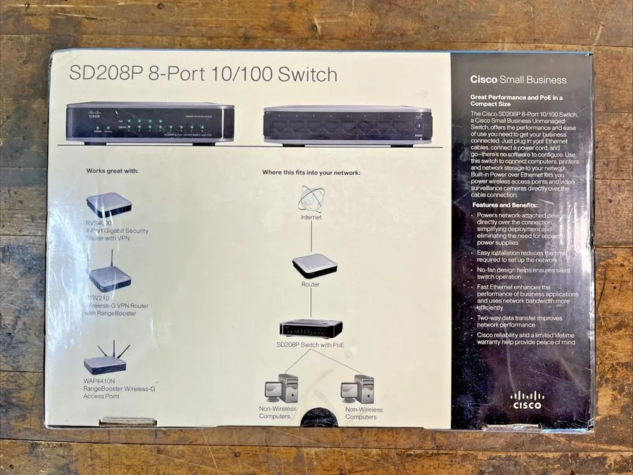 Коммутатор Cisco Small Business SD208P 8-Port RJ-45 10/100 Switch with PoE
