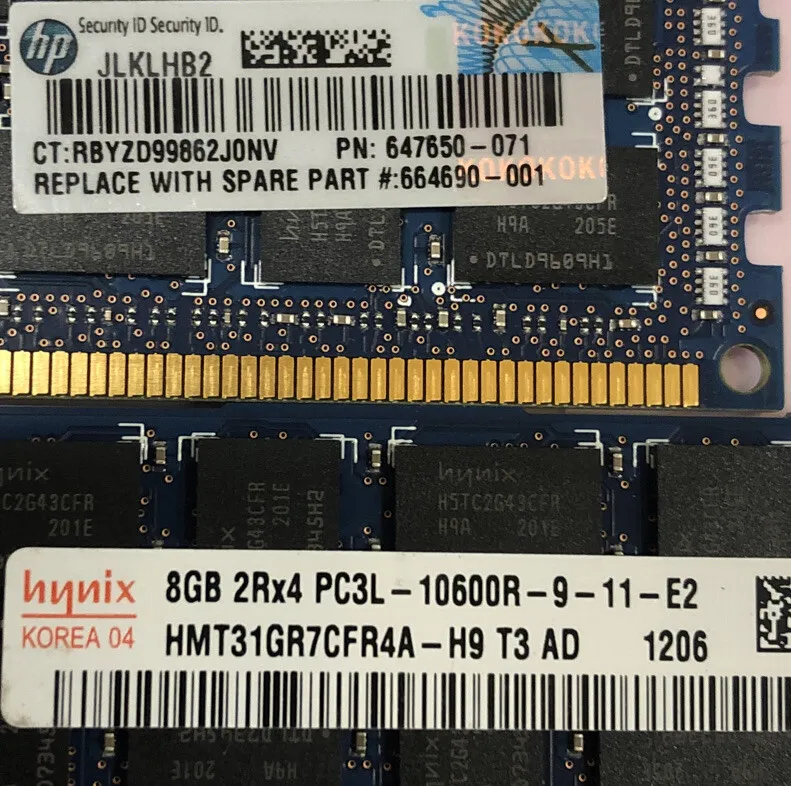 Модуль памяти Hynix 8GB 2Rx4 PC3-10600R DDR3 ECC Server RAM HMT31GR7CFR4A-H9 — фото лота 1