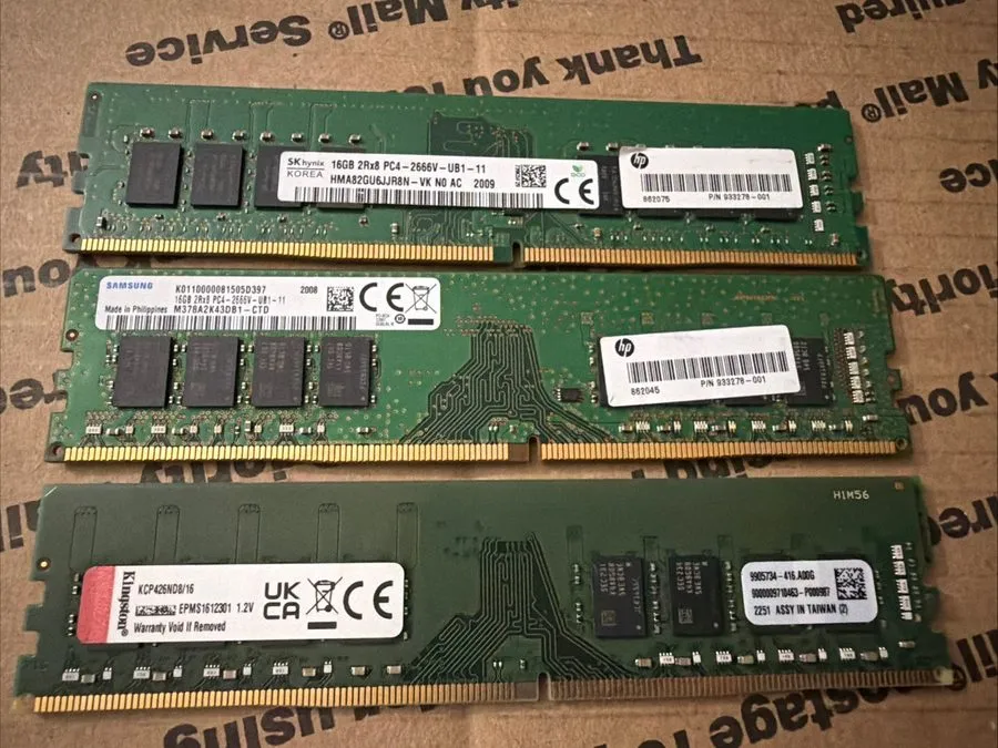 Модуль памяти Samsung/ Hynix / Kingston 16GB 2RX8 PC4-2666V-EE1-11 Server RAM — фото лота 1