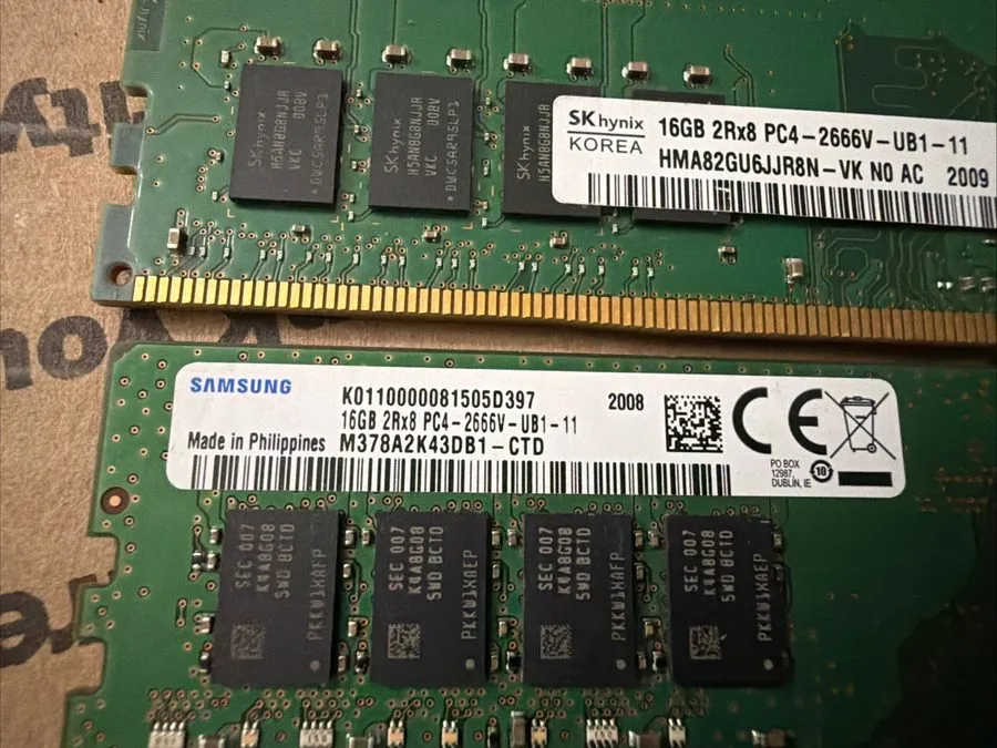 Модуль памяти Samsung/ Hynix / Kingston 16GB 2RX8 PC4-2666V-EE1-11 Server RAM — фото лота 3