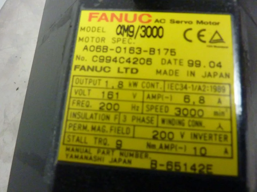 Серводвигатель REPAIRED FANUC A06B-0163-B175 AC SERVO MOTOR 1.8kW 3000RPM